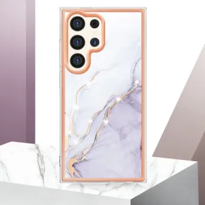 IMD MARBLE Ochranný kryt pre Samsung Galaxy S24 Ultra 5G WHITE