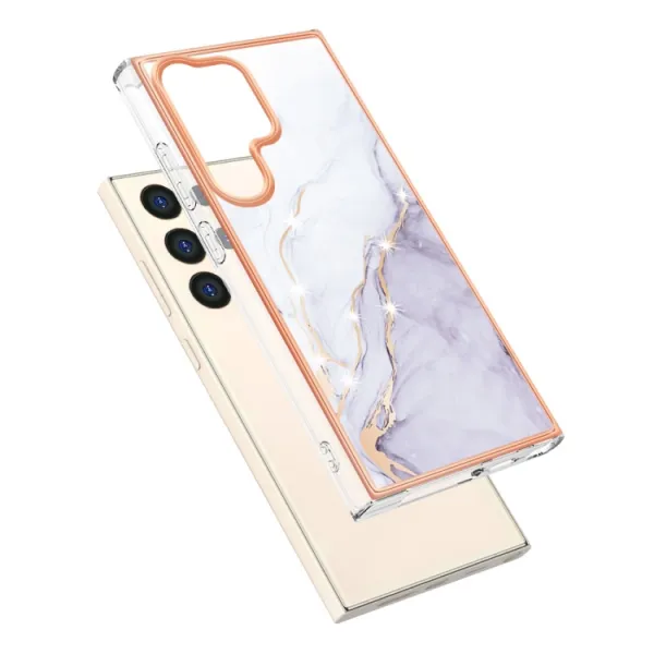 IMD MARBLE Ochranný kryt pre Samsung Galaxy S24 Ultra 5G WHITE