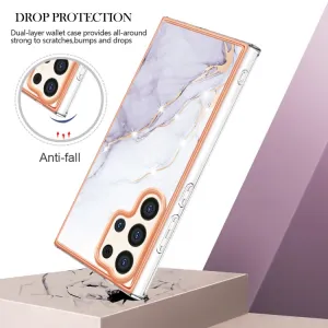 IMD MARBLE Ochranný kryt pre Samsung Galaxy S24 Ultra 5G WHITE