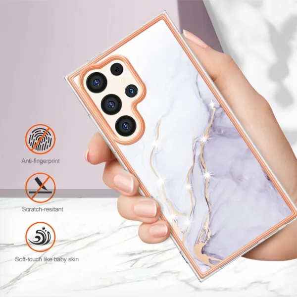 IMD MARBLE Ochranný kryt pre Samsung Galaxy S24 Ultra 5G WHITE