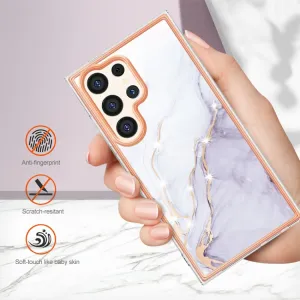 IMD MARBLE Ochranný kryt pre Samsung Galaxy S24 Ultra 5G WHITE