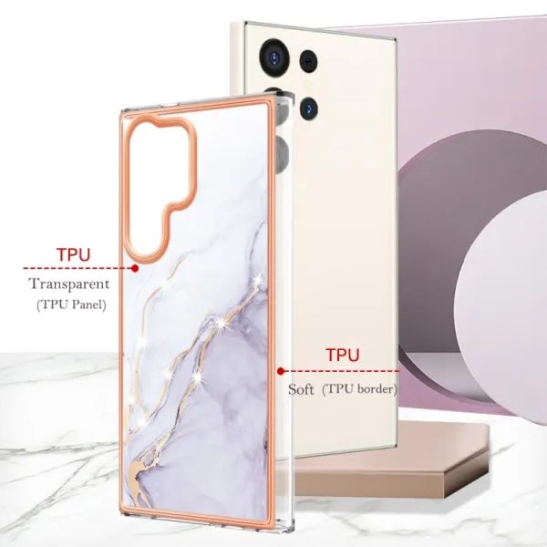 IMD MARBLE Ochranný kryt pre Samsung Galaxy S24 Ultra 5G WHITE
