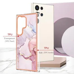 IMD MARBLE Ochranný kryt pre Samsung Galaxy S24 Ultra 5G ROSE GOLD