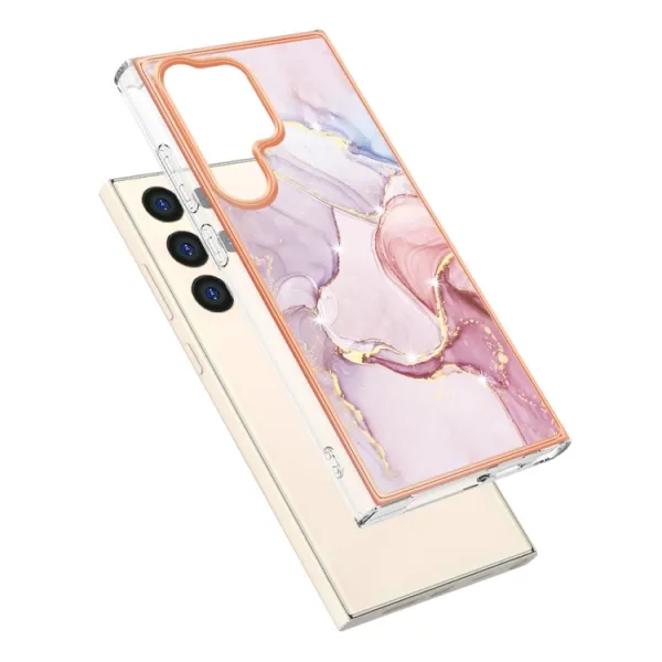 IMD MARBLE Ochranný kryt pre Samsung Galaxy S24 Ultra 5G ROSE GOLD