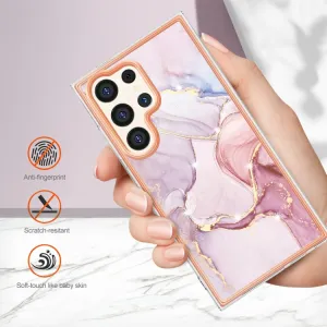 IMD MARBLE Ochranný kryt pre Samsung Galaxy S24 Ultra 5G ROSE GOLD