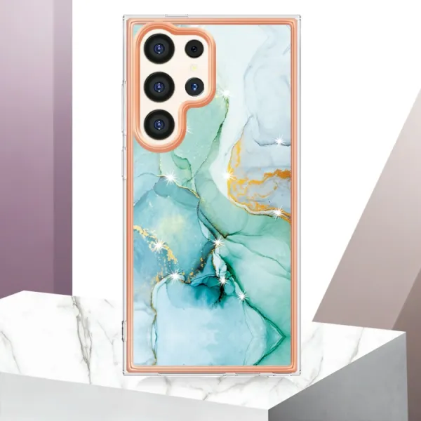 IMD MARBLE Ochranný kryt pre Samsung Galaxy S24 Ultra 5G GREEN