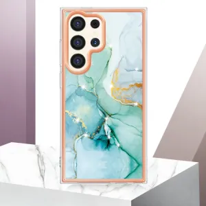 IMD MARBLE Ochranný kryt pre Samsung Galaxy S24 Ultra 5G GREEN