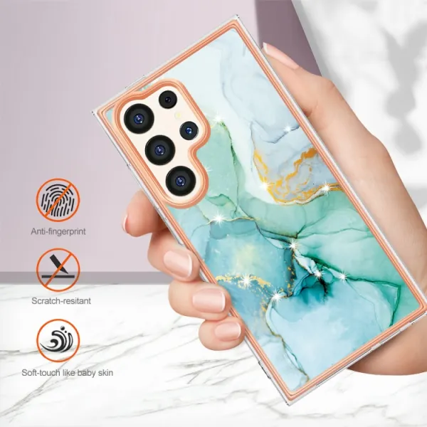 IMD MARBLE Ochranný kryt pre Samsung Galaxy S24 Ultra 5G GREEN