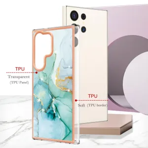 IMD MARBLE Ochranný kryt pre Samsung Galaxy S24 Ultra 5G GREEN