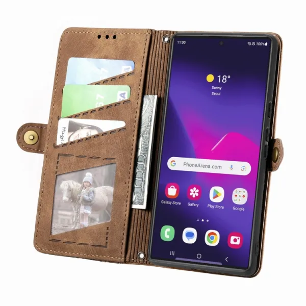GEOM Peňaženkové puzdro pre Samsung Galaxy S24 Ultra 5G hnedé