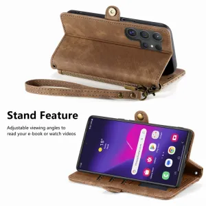 GEOM Peňaženkové puzdro pre Samsung Galaxy S24 Ultra 5G hnedé