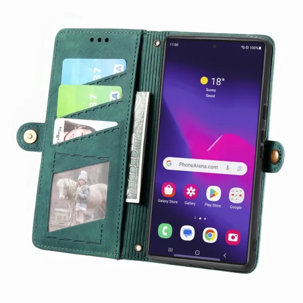 GEOM Peňaženkové puzdro pre Samsung Galaxy S24 Ultra 5G zelené