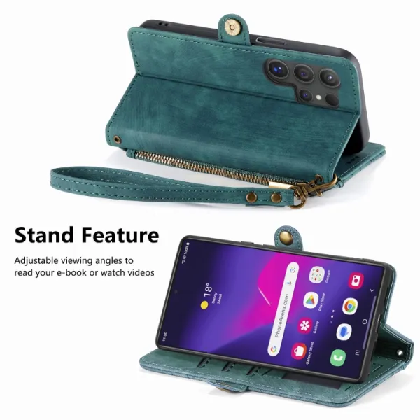 GEOM Peňaženkové puzdro pre Samsung Galaxy S24 Ultra 5G zelené