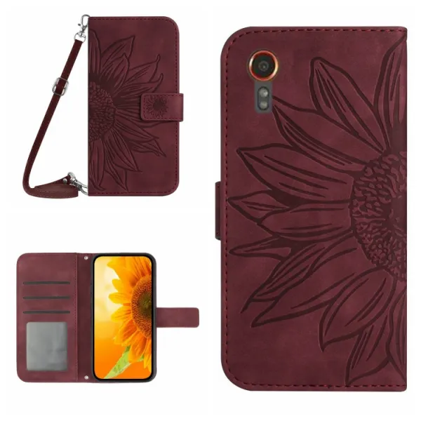 ART SUNFLOWER Peňaženkový obal pre Samsung Galaxy Xcover 7 bordový