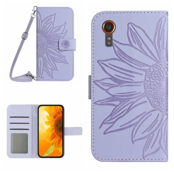 ART SUNFLOWER Peňaženkový obal pre Samsung Galaxy Xcover 7 fialový
