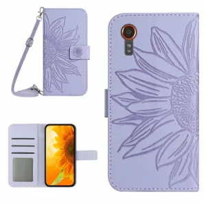 ART SUNFLOWER Peňaženkový obal pre Samsung Galaxy Xcover 7 fialový
