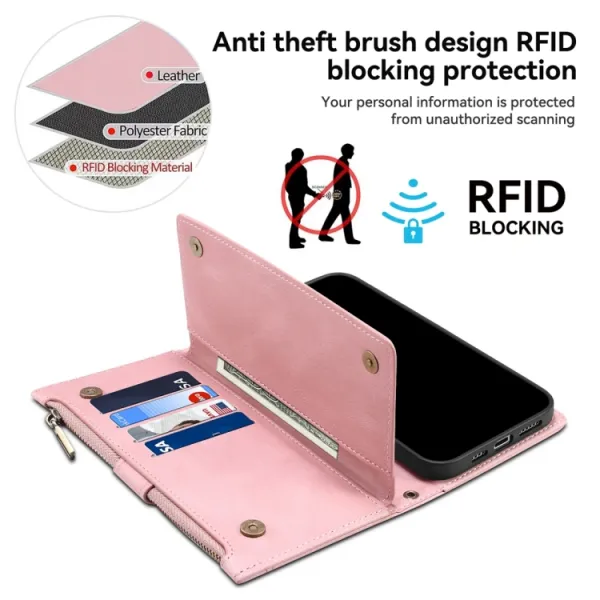 RFID Peňaženkové puzdro pre Xiaomi 13T / 13T Pro ružové