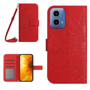ART SUNFLOWER Peňaženkový obal pre Motorola Moto G34 5G červený