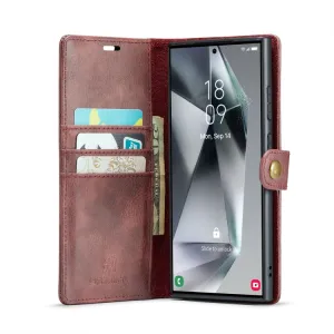 DG.MING Peňaženkový obal 2v1 Samsung Galaxy S24 Ultra 5G červený
