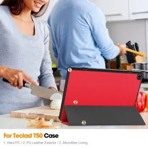 LEATHER Zaklápací kryt pre Teclast T50 červený