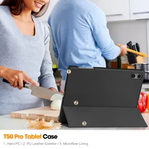 LEATHER Zaklápací kryt pre Teclast T50 Pro čierny