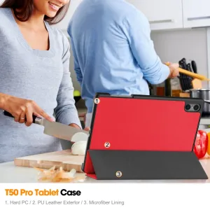 LEATHER Zaklápací kryt pre Teclast T50 Pro červený