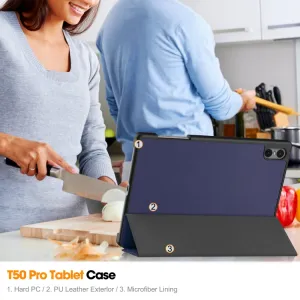 LEATHER Zaklápací kryt pre Teclast T50 Pro modrý