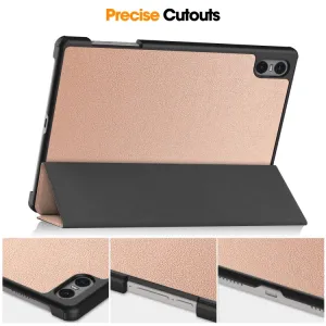 LEATHER Zaklápací kryt pre Teclast T50 Pro ružovozlatý