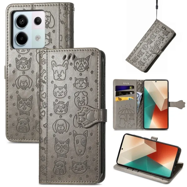 ART ANIMALS Peňaženkový obal pre Xiaomi Redmi Note 13 Pro 5G / Xiaomi Poco X6 5G šedý