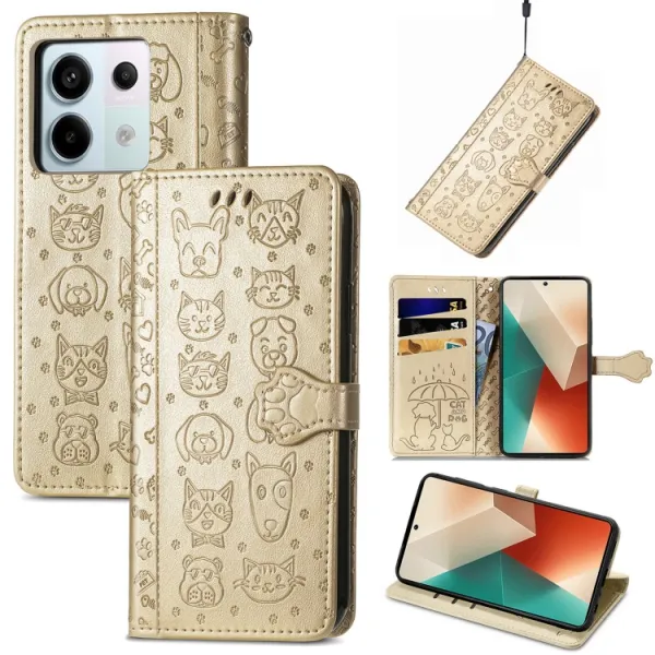 ART ANIMALS Peňaženkový obal pre Xiaomi Redmi Note 13 Pro 5G / Xiaomi Poco X6 5G zlatý