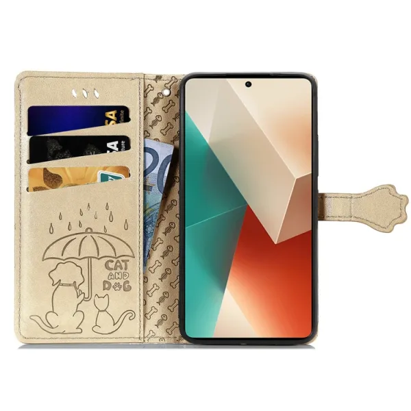 ART ANIMALS Peňaženkový obal pre Xiaomi Redmi Note 13 Pro 5G / Xiaomi Poco X6 5G zlatý