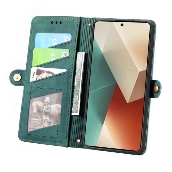 GEOM Peňaženkové puzdro pre Xiaomi Redmi Note 13 zelené