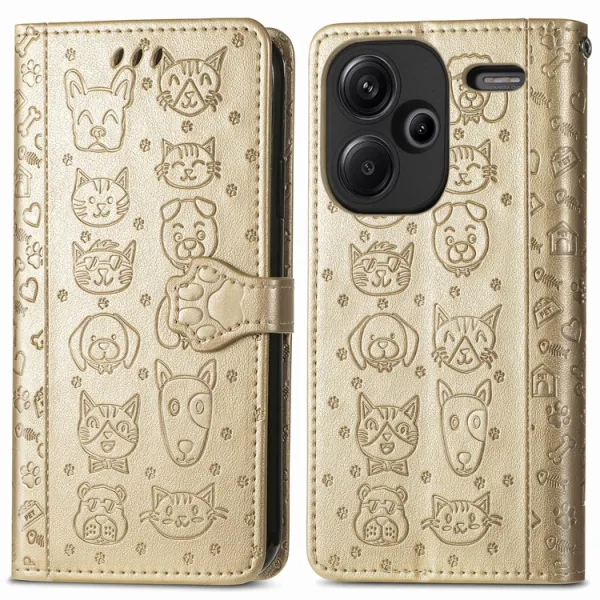 ART ANIMALS Peňaženkový obal pre Xiaomi Redmi Note 13 Pro+ 5G zlatý