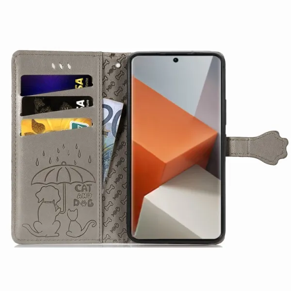 ART ANIMALS Peňaženkový obal pre Xiaomi Redmi Note 13 Pro+ 5G šedý
