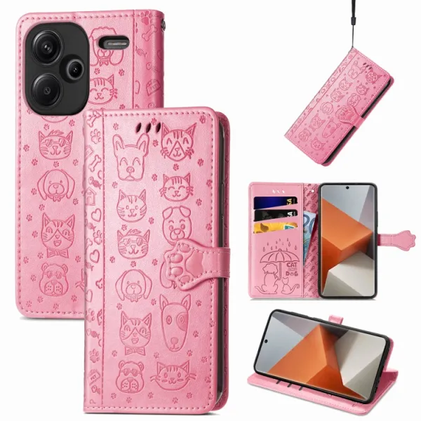 ART ANIMALS Peňaženkový obal pre Xiaomi Redmi Note 13 Pro+ 5G ružový