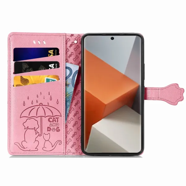 ART ANIMALS Peňaženkový obal pre Xiaomi Redmi Note 13 Pro+ 5G ružový