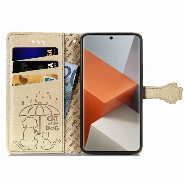 ART ANIMALS Peňaženkový obal pre Xiaomi Redmi Note 13 Pro+ 5G zlatý