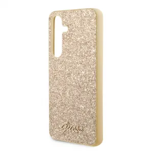 Guess Glitter Flakes Metal Logo Kryt pre Samsung S24 Plus, Zlatý