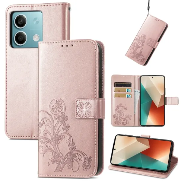 ART FLOWERS Peňaženkový obal pre Xiaomi Redmi Note 13 5G svetloružový