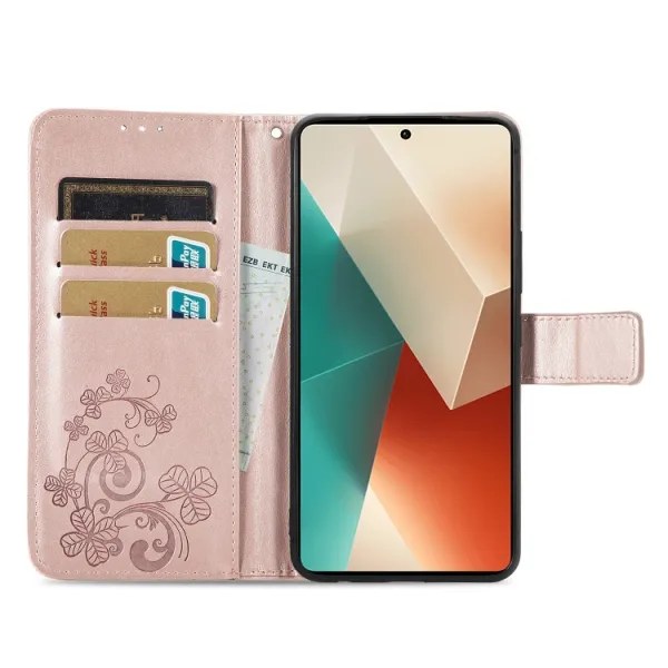 ART FLOWERS Peňaženkový obal pre Xiaomi Redmi Note 13 5G svetloružový
