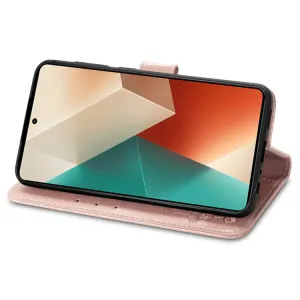 ART FLOWERS Peňaženkový obal pre Xiaomi Redmi Note 13 5G svetloružový
