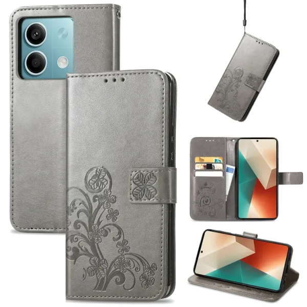 ART FLOWERS Peňaženkový obal pre Xiaomi Redmi Note 13 5G šedý