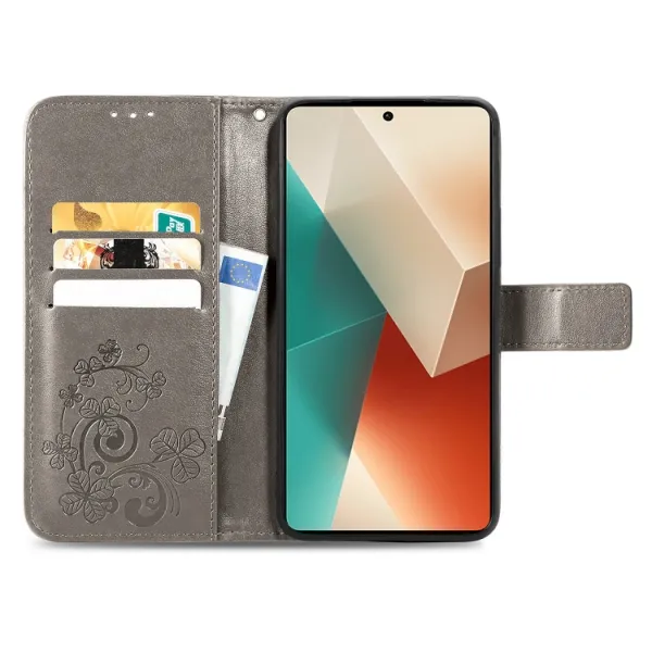 ART FLOWERS Peňaženkový obal pre Xiaomi Redmi Note 13 5G šedý