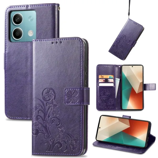 ART FLOWERS Peňaženkový obal pre Xiaomi Redmi Note 13 5G fialový