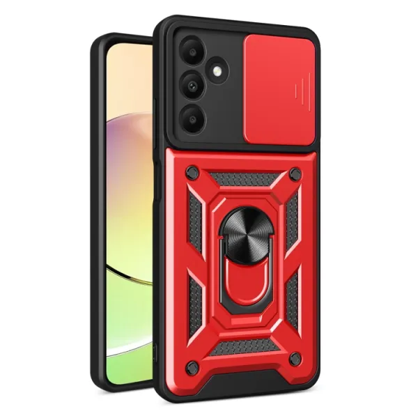 RING CAMERA Kryt s držiakom pre Samsung Galaxy A15 / A15 5G červený