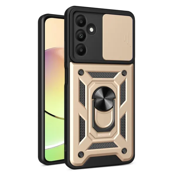 RING CAMERA Kryt s držiakom pre Samsung Galaxy A15 / A15 5G zlatý