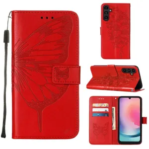ART BUTTERFLY Peňaženkový obal pre Samsung Galaxy A15 / A15 5G červený