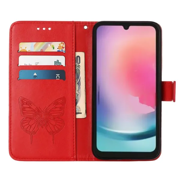 ART BUTTERFLY Peňaženkový obal pre Samsung Galaxy A15 / A15 5G červený