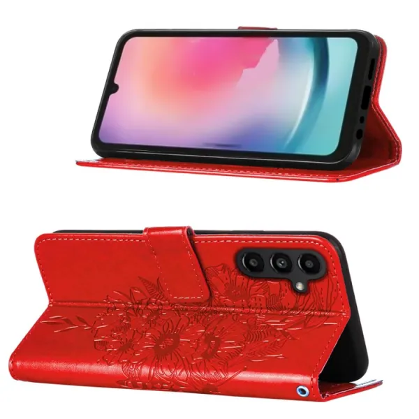 ART BUTTERFLY Peňaženkový obal pre Samsung Galaxy A15 / A15 5G červený