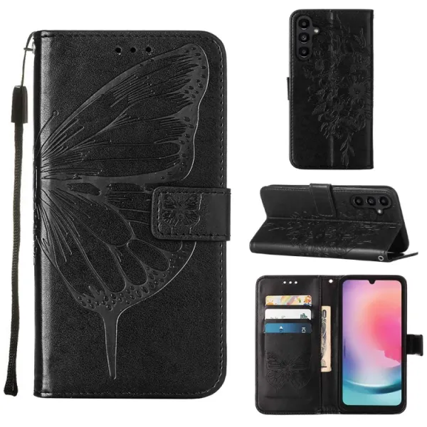 ART BUTTERFLY Peňaženkový obal pre Samsung Galaxy A15 / A15 5G čierny
